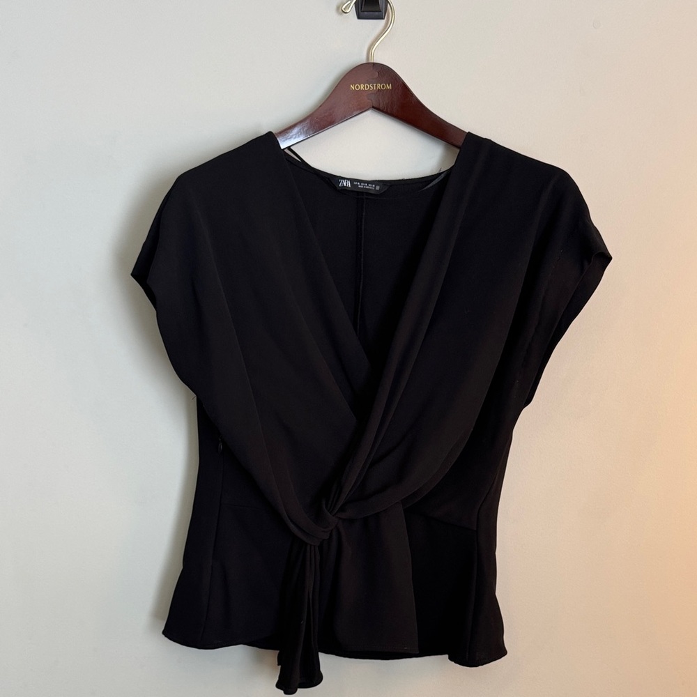 Zara Black Wrap Blouse
